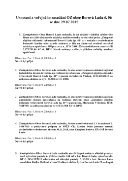 Usnesení OZ ze dne 29.07.2015