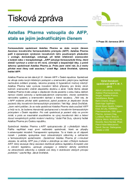 Tisková zpráva AIFP - Asociace inovativního farmaceutického