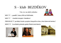 Pozvánka na S klub 1.2.2016 na téma Klatovské hostince s Ivanem