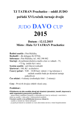 DAVO CUP - JUDO Prachatice