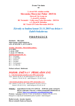 Závody se budou konat 21.11.2015 na dráze v Zubří