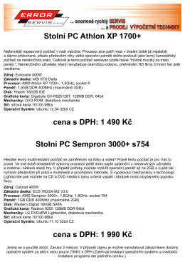 Stolní PC Athlon XP 1700+ cena s DPH