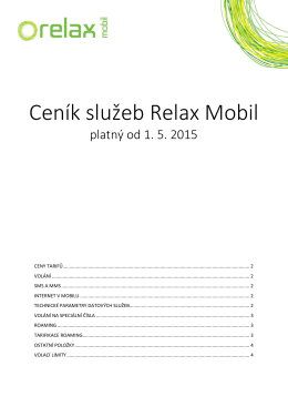 Ceník služeb Relax Mobil