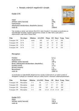 • Recepty známých negativních vývojek Kodak D76 Microphen