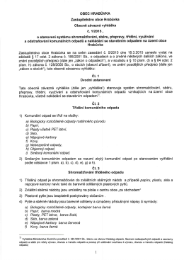 OZV č. 1/2015 stanovení systému shromažďování, sběru, přepravy