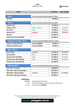 50 cc 125 cc užitkové modely 125 cc 300 - 500 cc