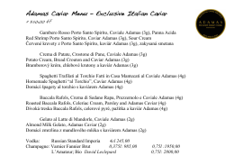 Adamas Caviar Menu – Exclusive Italian Caviar