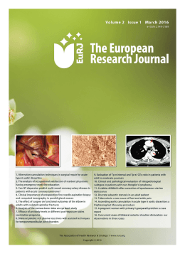 Table of Contents - The European Research Journal – The
