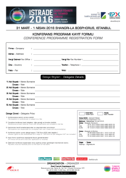 Istrade 2016 Konferans Programı Kayıt Formu