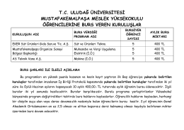 Burs Olanakları - Uludağ Üniversitesi
