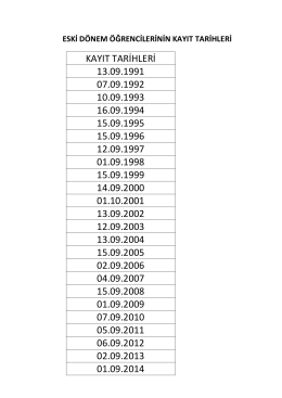 Eski Dönem Kayıt Tarihleri