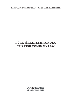 TÜRK ŞİRKETLER HUKUKU TURKISH COMPANY