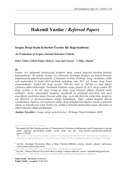 Hakemli Yazılar / Referred Papers