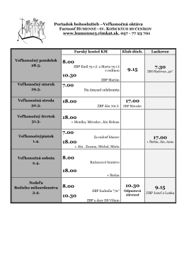 Poriadok bohoslužieb –Veľkonočná oktáva www.humenne3.rimkat