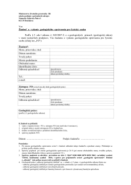 Žiadosť o vydanie geologického oprávnenia pre fyzickú osobu (pdf