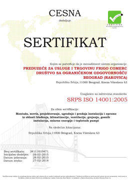 sertifikat - Frigocomerc
