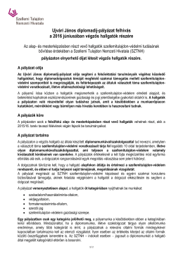 Ujvári János diplomadíj-pályázat felhívás a 2016 júniusában végzős