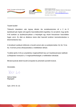 Szülői levél - Audi Hungaria Iskola