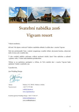 Svatební nabídka 2016 Vigvam resort