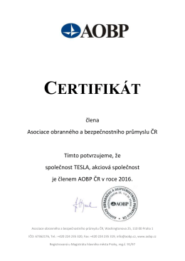 certifikát - TESLA a.s.