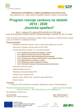 Pozvánka na seminář „ Program rozvoje venkova na období 2014