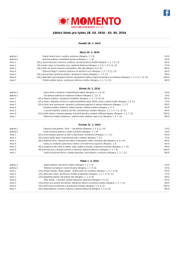Jídelní lístek pro týden 28. 03. 2016 - 03. 04. 2016