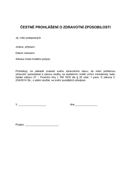 Čestné prohlášení o zdravotní způsobilosti PDF