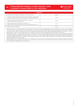 Tabela opłat - Santander Consumer Bank SA