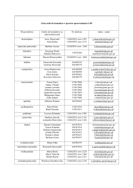 Lista osób do kontaktu w sprawie sprawozdania G