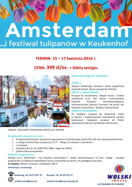 Amsterdam - Biuro Podróży Wolski Travel, Wynajem Autokarów