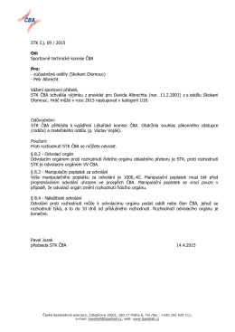 STK č.j. 09 / 2015 Od: Sportovně technické komise ČBA Pro