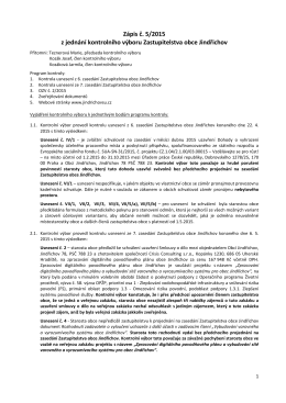 Zápis č. 5/2015 z jednání kontrolního výboru Zastupitelstva obce