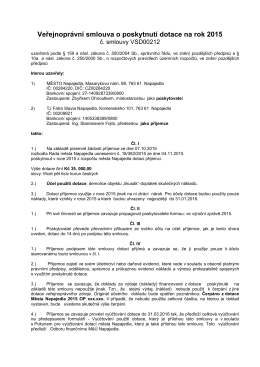 Veřejnoprávní smlouva o poskytnutí dotace na rok 2015