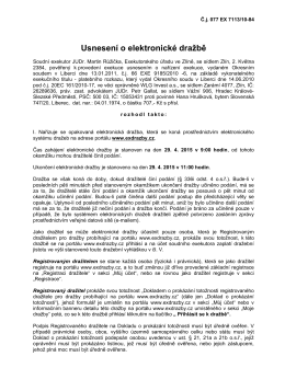 Usnesení o elektronické dražbě Hrušková H.