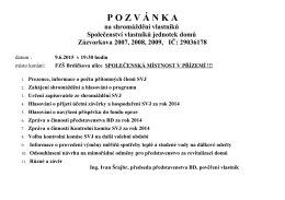 P O Z V Á N K A - BD Zázvorkova 2007, 2008, 2009