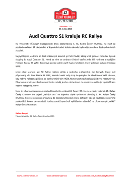 Aktualita 19: Audi Quattro S1 kraluje RC Rallye