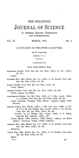 A catalogue of Philippine Coleoptera