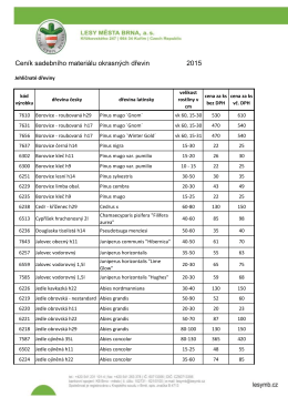 Ceník sadebního materiálu okrasných dřevin 2015