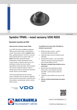 Systém TPMS – nové senzory VDO REDI