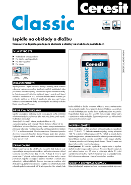 Technický list – Ceresit Classic Lepidlo na obklady a dlažbu
