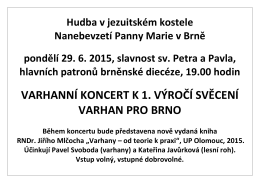 Pozvánka, koncert 29. 6. 2015