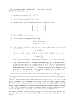 Vzorová p´ısemná práce z Matematiky (zimnı semestr