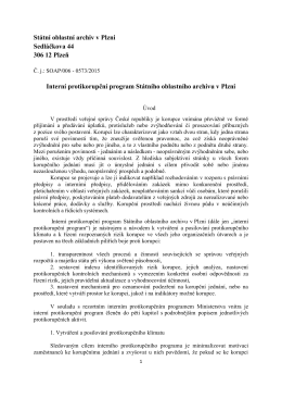 Interní protikorupční program - Státní oblastní archiv v Plzni