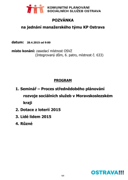 Pozvánka na jednání MT KP 28.4.2015