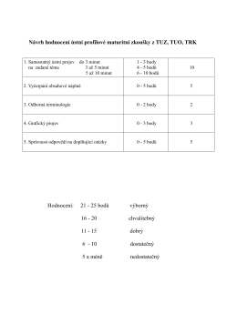 Návrh hodnocení ústní profilové maturitní zkoušky z TUZ, TUO, TRK