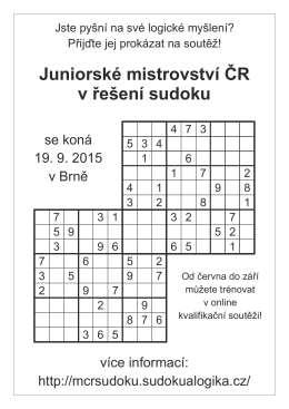 Juniorské mistrovství ČR v řešení sudoku