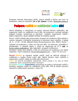 Pozvánka na mezinárodní konferenci Evropské asociace rodičů.