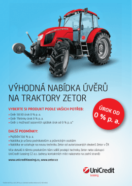Výhodná nabídka úVěrů na traktory Zetor