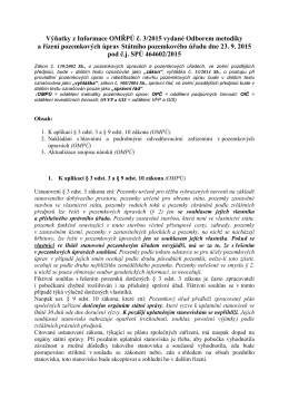 Výňatky z Informace OMŘPÚ č. 3/2015 vydané Odborem metodiky a