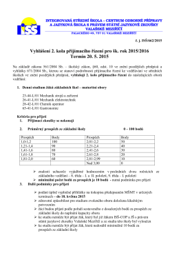Vyhlášení 2. kola přijímacího řízení pro šk. rok 2015/2016